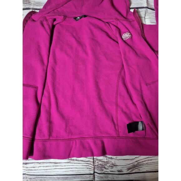 The North Face Hooded Fleece Jacket Pink Girls Size 14/16 Large, Full Zip - Picture 6 of 8